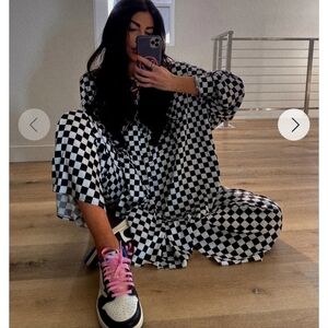 Lala Satin Playsuit checkerboard NWT size XL